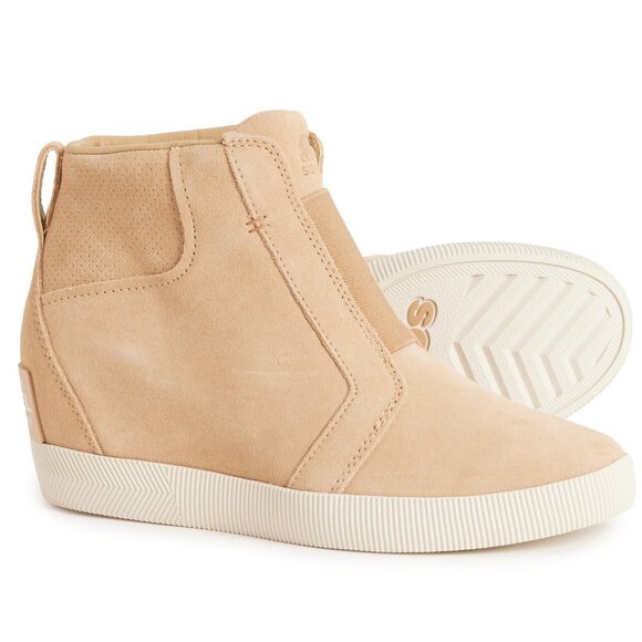 NEW Sorel  Out N About Wedge Boots Waterproof Suede in Canoe For Women 825 5s3 - Picture 2 of 6